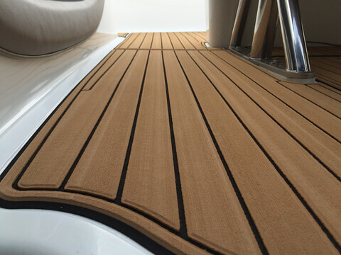 Seadek faux teak pattern boat flooring mocha color