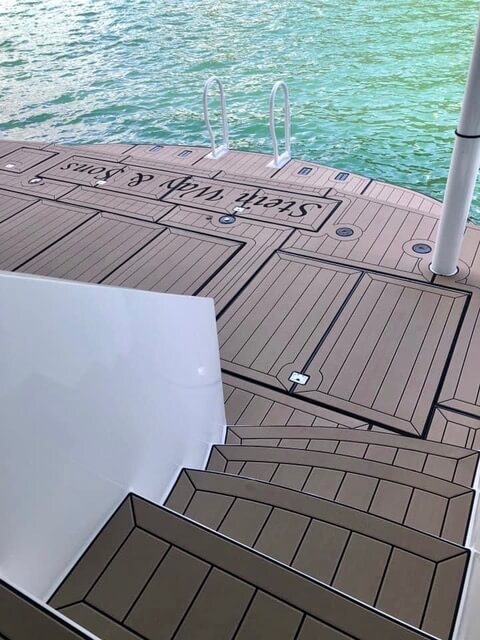 SeaDek houseboat steps & rear swim platform