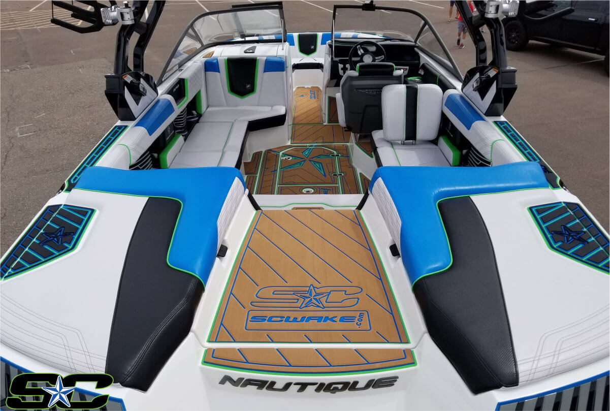 speed boat with luxury boat flooring